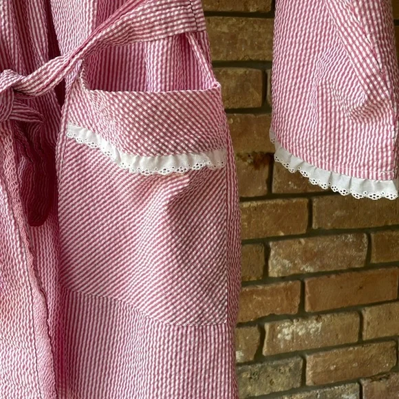 Eileen West Sweetheart Seersucker Short Robe long sleeve size S/M - Picture 4 of 7
